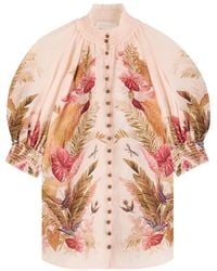 Zimmermann - Ascension Billow Floral-Printed Ramie Blouse - Lyst