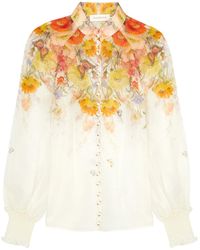 Zimmermann - Tranquility Printed Organza Blouse - Lyst