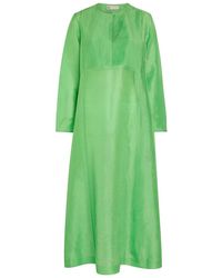 Tory Burch - Pleated Linen And Silk-Blend Midi Kaftan Dress - Lyst