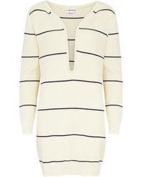 Victoria Beckham - Frame Striped Cotton-Blend Mini Jumper Dress - Lyst
