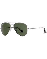 Ray-Ban - Matte-Tone Aviator Sunglasses, Sunglasses, Lenses, Monochrome Acetate Tips, Aviator Sunglasses, 100% Uv Protection - Lyst