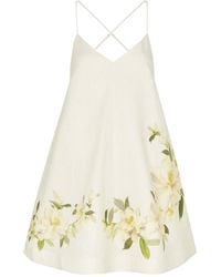 Zimmermann - Harmony Floral-Print Linen Mini Dress - Lyst