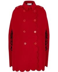 RED Valentino Red Double-breasted Wool-blend Cape