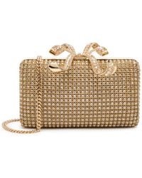 Self-Portrait - Crystal-Embellished Satin Box Clutch - Lyst