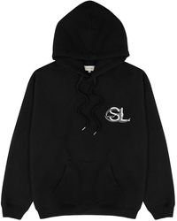 Second/Layer Black Logo Hooded Cotton Sweatshirt