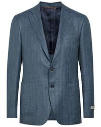 Canali - Striped Wool And Silk-Blend Blazer - Lyst