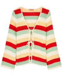 Kitri - Ellsie Striped Crochet-knit Cardigan - Lyst