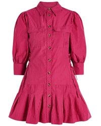 Damson Madder - Maisie Striped Cotton Mini Shirt Dress - Lyst