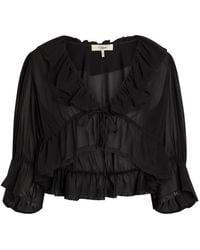 Chloé - Ruffled Cropped Silk-Chiffon Top - Lyst