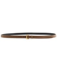 Saint Laurent - Cassandre Extra Thin Logo Leather Belt - Lyst