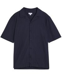 Sunspel - Striped Embroidered Cotton Shirt - Lyst