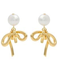 Completedworks - Pearl And Bow 18Kt-Plated Drop Earrings - Lyst