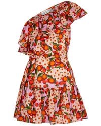 Borgo De Nor Anita Gathered Floral-print Cotton-poplin Mini Dress in Black Womens Clothing Dresses Mini and short dresses 