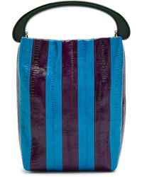 Dries Van Noten - Crisp Striped Glossed Leather Top Handle Bag - Lyst