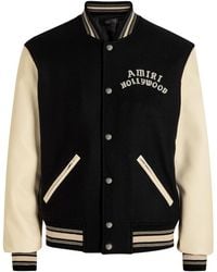 Amiri - Hollywood Logo Wool And Leather Bomber Jacket - Lyst