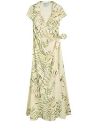 BERNADETTE - Mara Printed Linen-Blend Midi Wrap Dress - Lyst