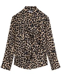 Balmain - Leopard-Print Silk Blouse - Lyst