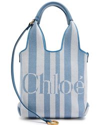 Chloé - Stripy Logo-Jacquard Canvas Tote Bag - Lyst