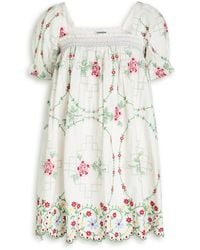 Damson Madder - Lulu Floral-Embroidered Cotton Mini Dress - Lyst
