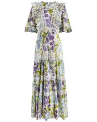 byTiMo - Floral-Print Embroidered Cotton-Blend Maxi Dress - Lyst