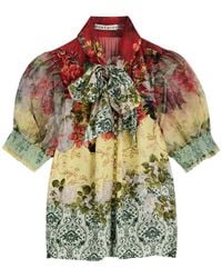 Alice + Olivia - Brentley Floral-Print Puff-Sleeve Blouse - Lyst