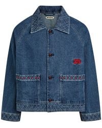 Bode - Embroidered Denim Jacket - Lyst