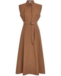 Brunello Cucinelli - Belted Cotton-Blend Midi Shirt Dress - Lyst
