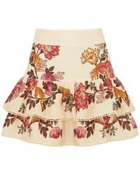 FARM Rio - Printed Fil Coupé Cotton Mini Skirt - Lyst