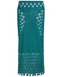 Rabanne - Bead-Embellished Crochet Cotton Midi Skirt - Lyst