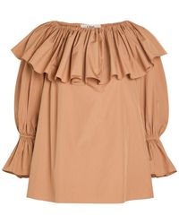 Chloé - Ruffle Cotton-Poplin Blouse - Lyst