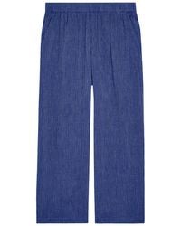 Eileen Fisher - Striped Wide-Leg Cotton Trousers - Lyst