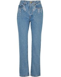 Alessandra Rich Blue Studded Slim-leg Jeans