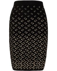 Diane von Furstenberg Pascal Geometric-intarsia Textured-knit Skirt - Black
