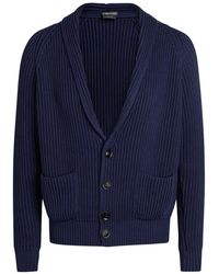Tom Ford - Shawl-Collar Ribbed Cotton And Silk-Blend Cardigan - Lyst