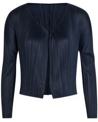Pleats Please Issey Miyake - Pleated Woven Cardigan - Lyst