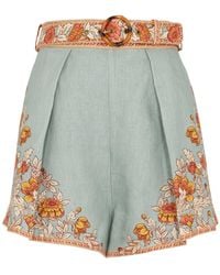Zimmermann Andie Floral-print Linen Shorts - Multicolour
