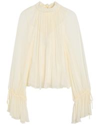 STAUD - Roux Pleated Georgette Blouse - Lyst