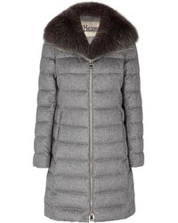 Herno Grey Quilted Silk-blend Coat - Gray