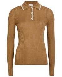 Moncler - Ribbed Wool Polo Top - Lyst