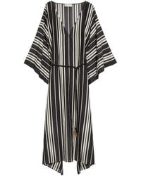 Tory Burch - Striped Belted Cotton-Blend Kaftan Dress - Lyst