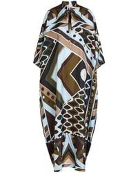 PUCCI - Printed Silk-Twill Maxi Kaftan Dress - Lyst