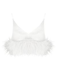 16Arlington - Poppy Cropped Feather-trimmed Top - Lyst