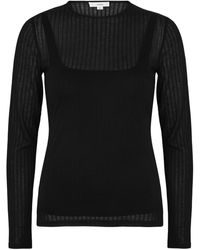 Vince - Sheer Ribbed-Knit Top - Lyst
