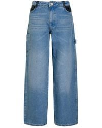 Damson Madder - Drew Embroidered Relaxed Straight-Leg Jeans - Lyst