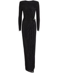 Self-Portrait - Crystal-Embellished Mesh Maxi Dress - Lyst