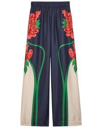 La DoubleJ - Printed Wide-Leg Silk Trousers - Lyst