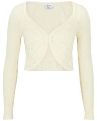 Blumarine - Butterfly Cropped Cotton-blend Cardigan - Lyst