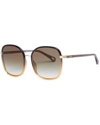 Chloé - Two-tone Square-frame Sunglasses - Lyst