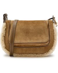 Anya Hindmarch - Vere Small Shearling-Trimmed Suede Cross-Body Bag - Lyst