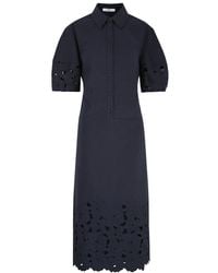 Erdem - Embroidered Cotton-Blend Midi Shirt Dress - Lyst